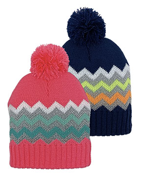 Zig Zag Stand Out Kids Reflective 6-Coral 6-Navy - Winter Hats